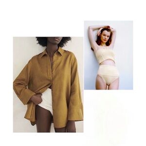 NEW ZARA KNIT POINTELLE HIGH WAIST PANTIES COLOUR OSTER WHITE SIZE MEDIUM